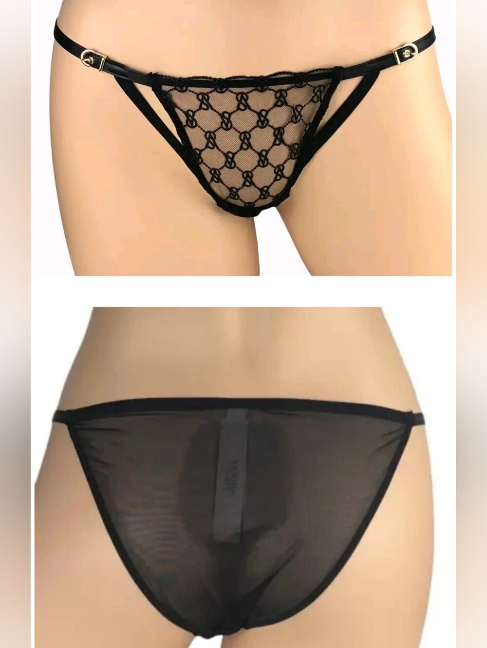 Victoria's secret VERY SEXY VS Logo Embroidery faux leather String Bikini panty